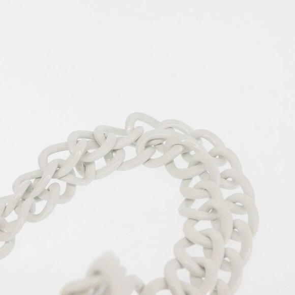 CHANEL Plastic Chain Tote Bag Straw Gold White CC Auth BA6435 - Picture 8 of 16